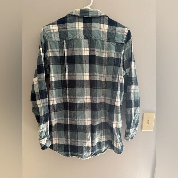 Five Brothers Button Up Long Sleeve Flannel Womans SZ XL Blue Plaid Pockets Fall - Picture 7 of 9